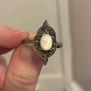 Silver ring with White stone